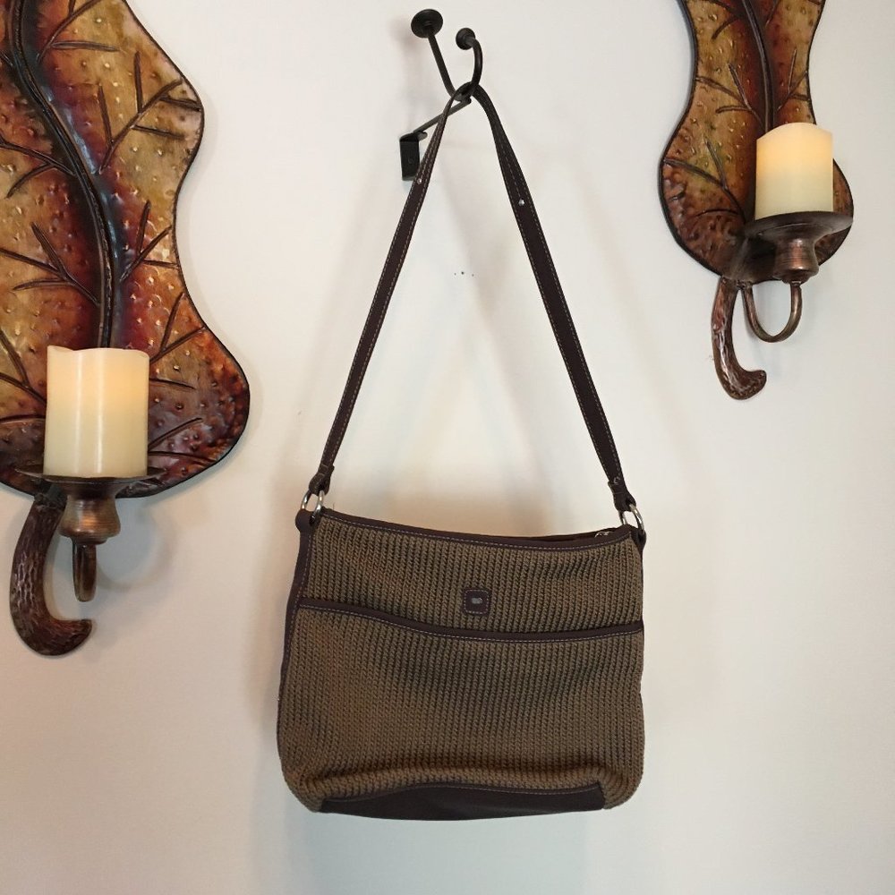 Lina Vintage Brown Woven Shoulder Bag